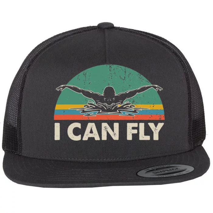 Swimming I Can Fly vintage Flat Bill Trucker Hat