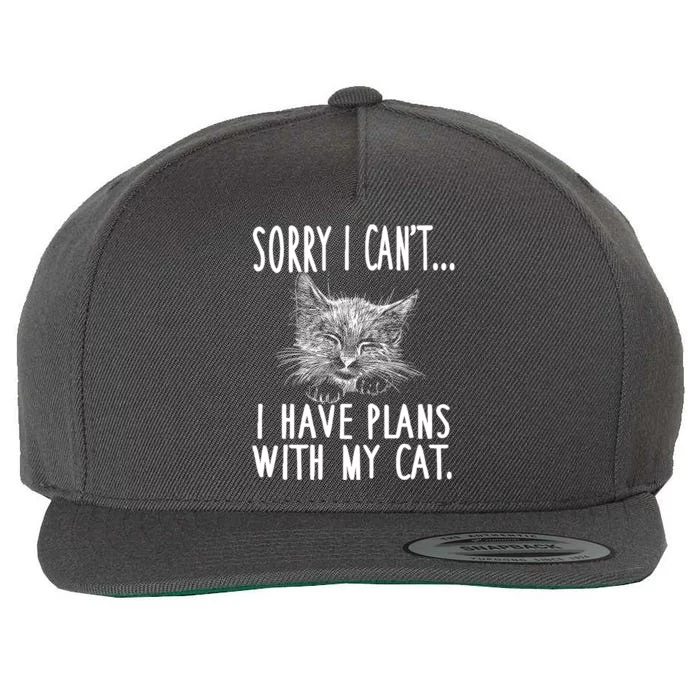 Sorry I CanT I Have Plans With My Cat Cute Cat Lover Wool Snapback Cap