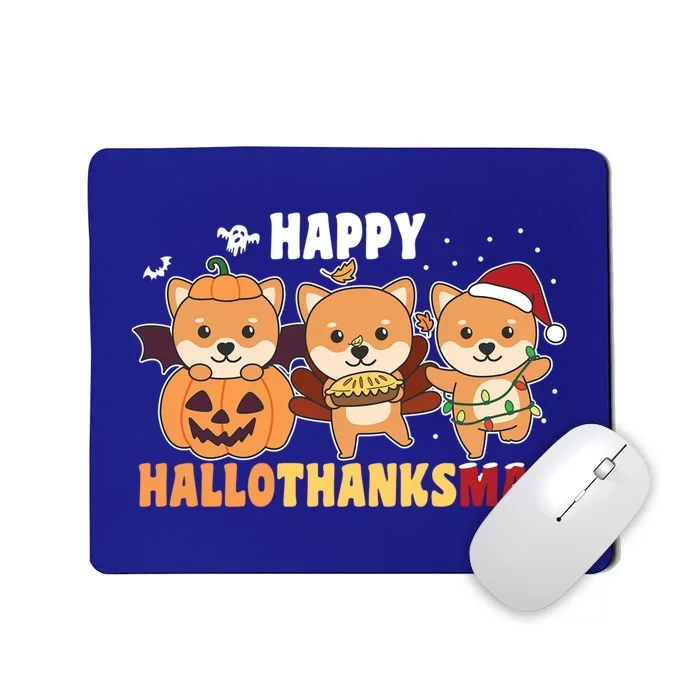 Shiba Inu Christmas Halloween Happy Hallothanksmas Gift Mousepad