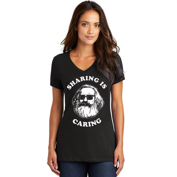 Sharing Is Caring Karl Marx Women's V-Neck T-Shirt