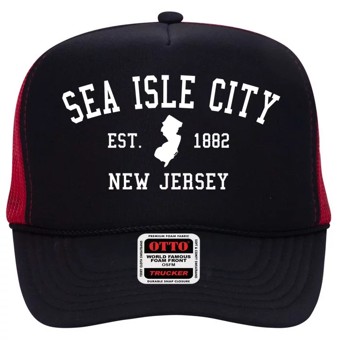 Sea Isle City New Jersey Collegiate Gift Great Gift High Crown Mesh Trucker Hat