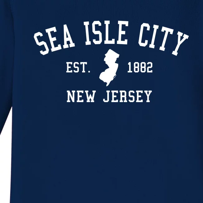 Sea Isle City New Jersey Collegiate Gift Great Gift Baby Long Sleeve Bodysuit