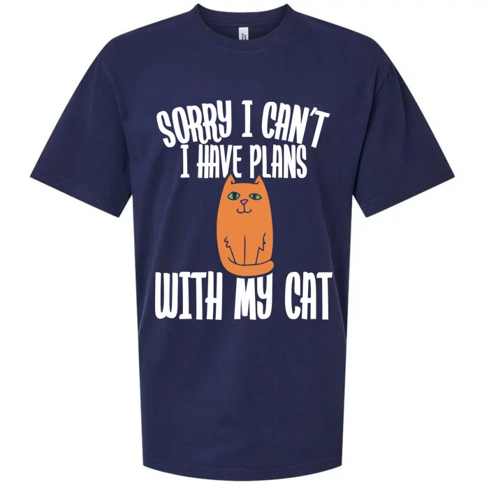 Sorry I Cant I Have Plans With My Cat Gift Sueded Cloud Jersey T-Shirt