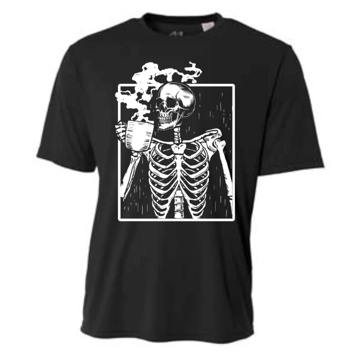 Skeleton Ing Coffee Front Design White Gift Cooling Performance Crew T-Shirt