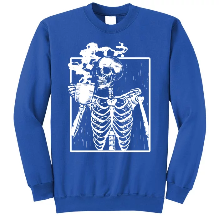 Skeleton Ing Coffee Front Design White Gift Sweatshirt