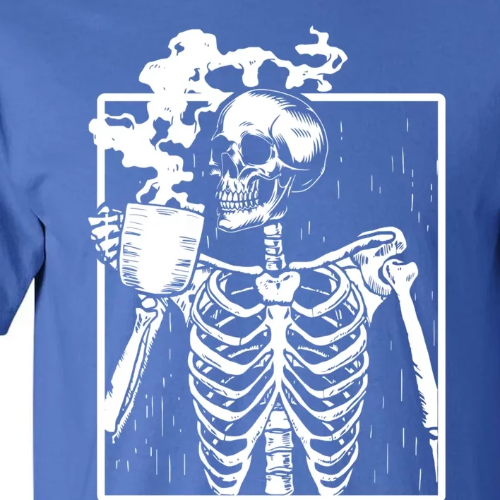 Skeleton Ing Coffee Front Design White Gift Tall T-Shirt