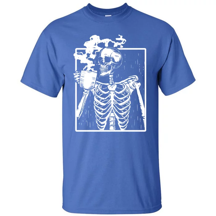 Skeleton Ing Coffee Front Design White Gift Tall T-Shirt