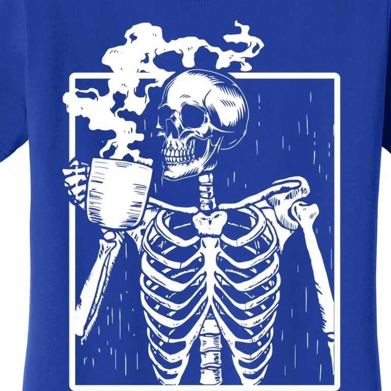 Skeleton Ing Coffee Front Design White Gift Women's T-Shirt