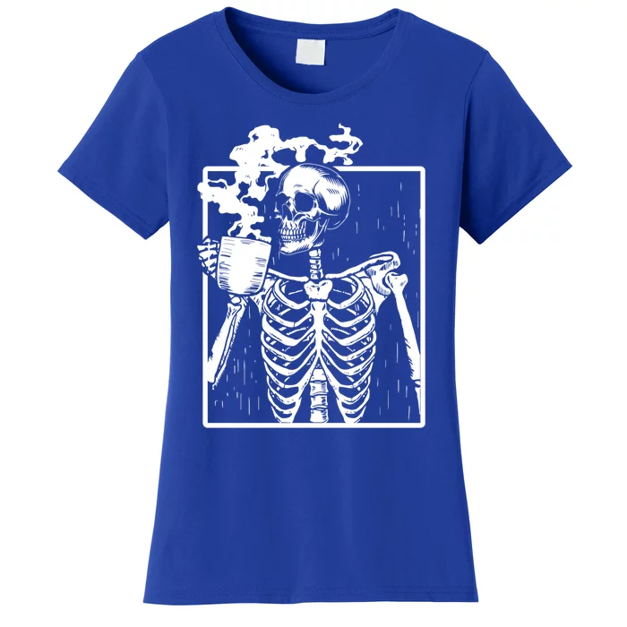 Skeleton Ing Coffee Front Design White Gift Women's T-Shirt