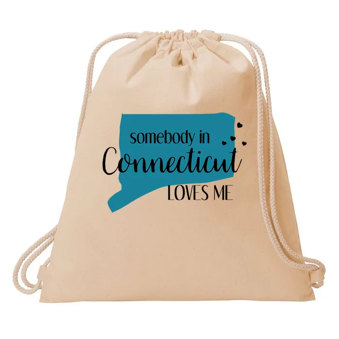 Somebody In Connecticut Loves Me Ct State Drawstring Bag