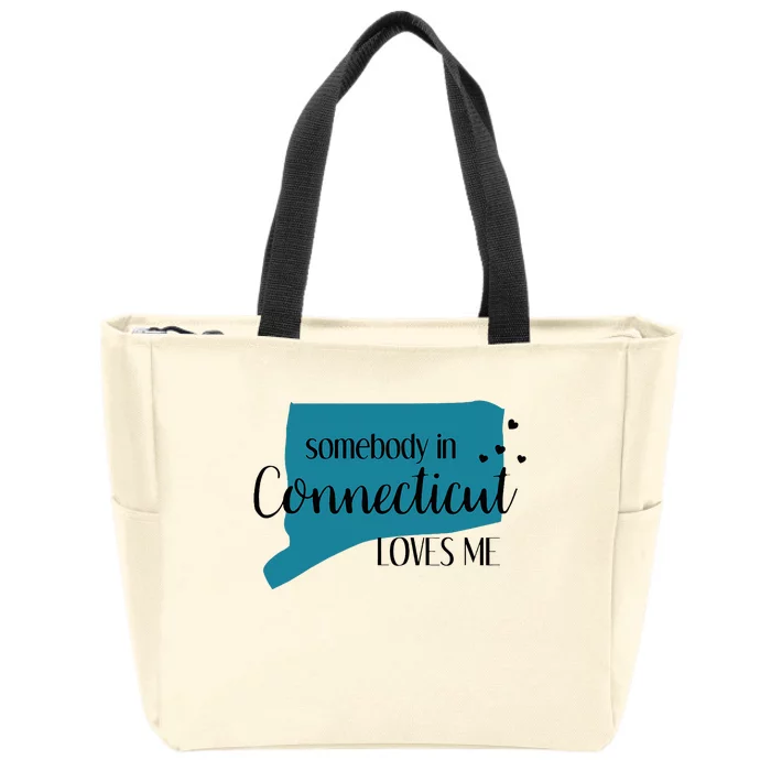 Somebody In Connecticut Loves Me Ct State Zip Tote Bag