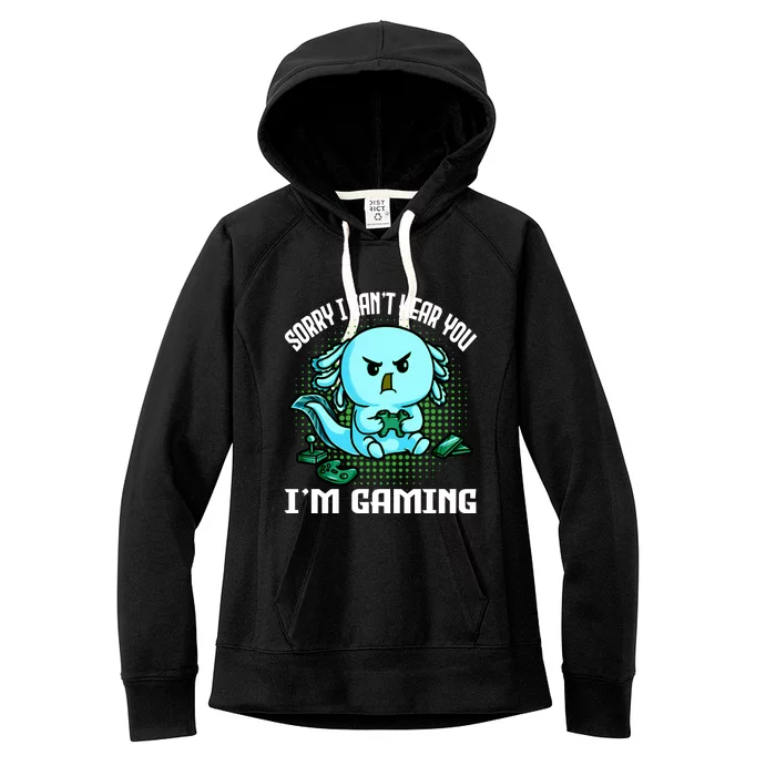 Sorry I Can't Hear You I'm Gaming Vintage Styles Axolotl Art Cute Gift Women's Fleece Hoodie