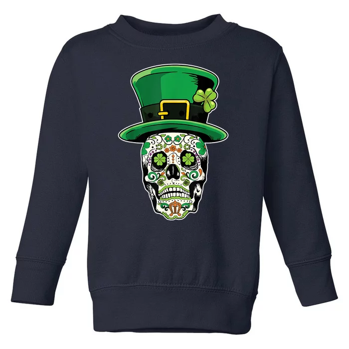 Sugar Irish Clover Skull St Patricks Day Toddler Sweatshirt