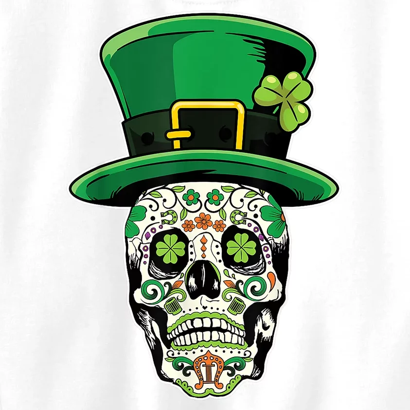 Sugar Irish Clover Skull St Patricks Day Kids Sweatshirt