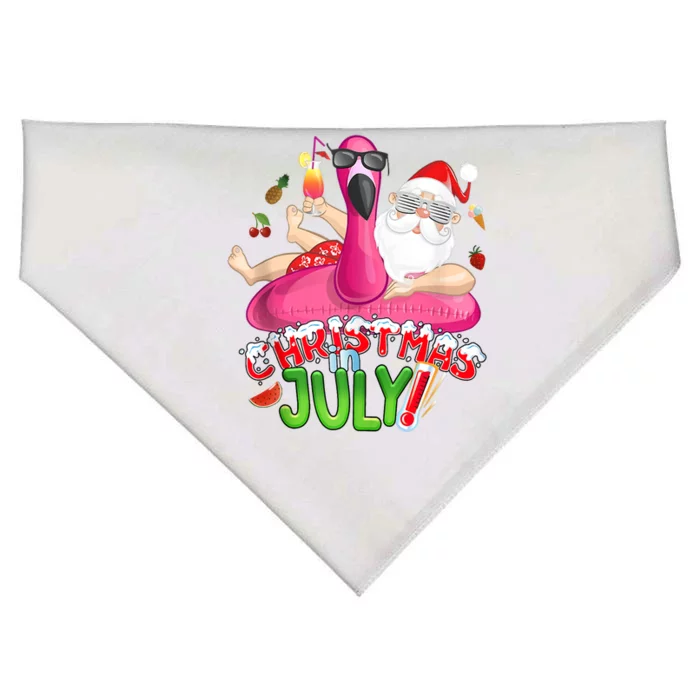 Summer In Christmas Santa Flamingo USA-Made Doggie Bandana