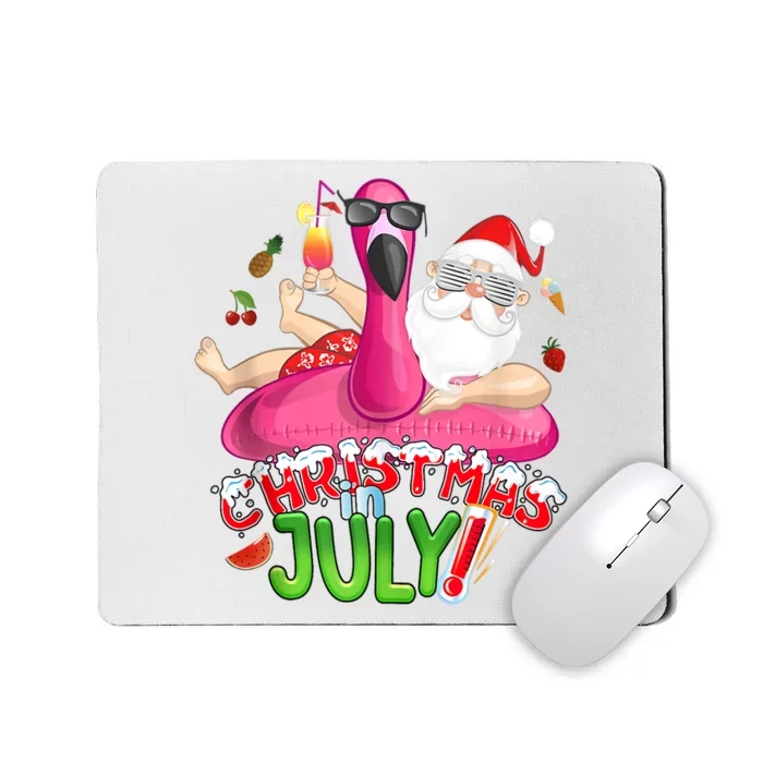 Summer In Christmas Santa Flamingo Mousepad