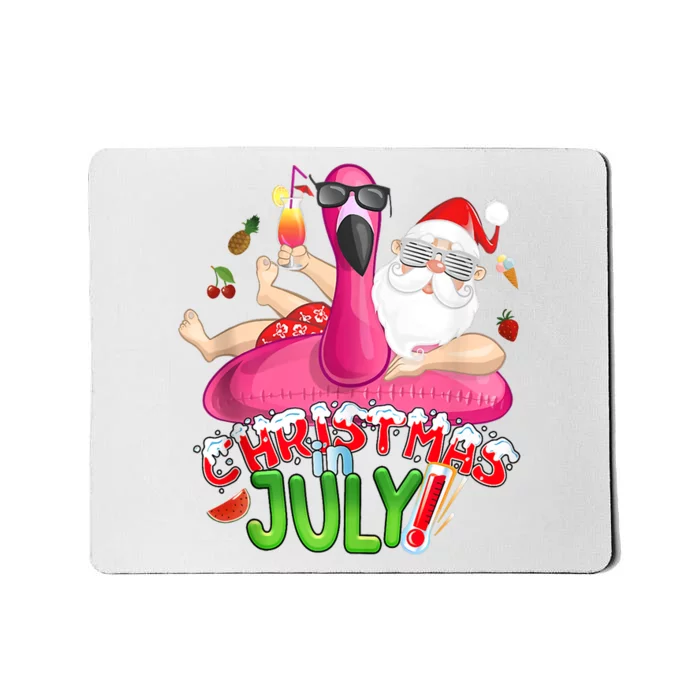 Summer In Christmas Santa Flamingo Mousepad