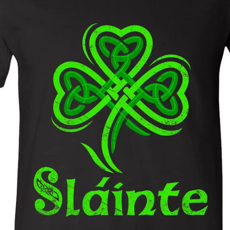 Slainte Irish Cheers Good Health St Patricks Day Slainte V-Neck T-Shirt