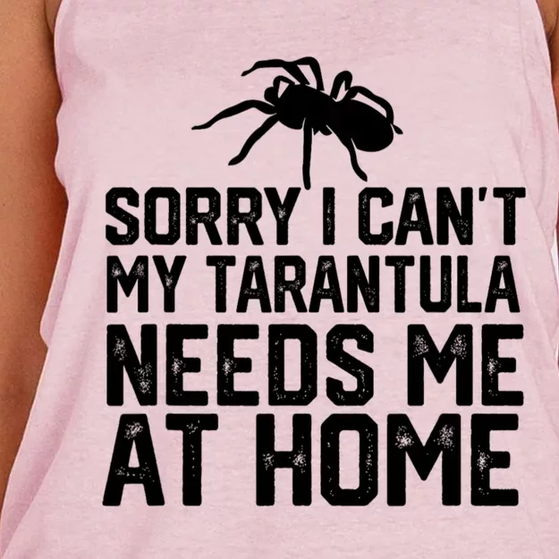 Sorry I CanT My Tarantula Needs Me At Home Women's Knotted Racerback Tank