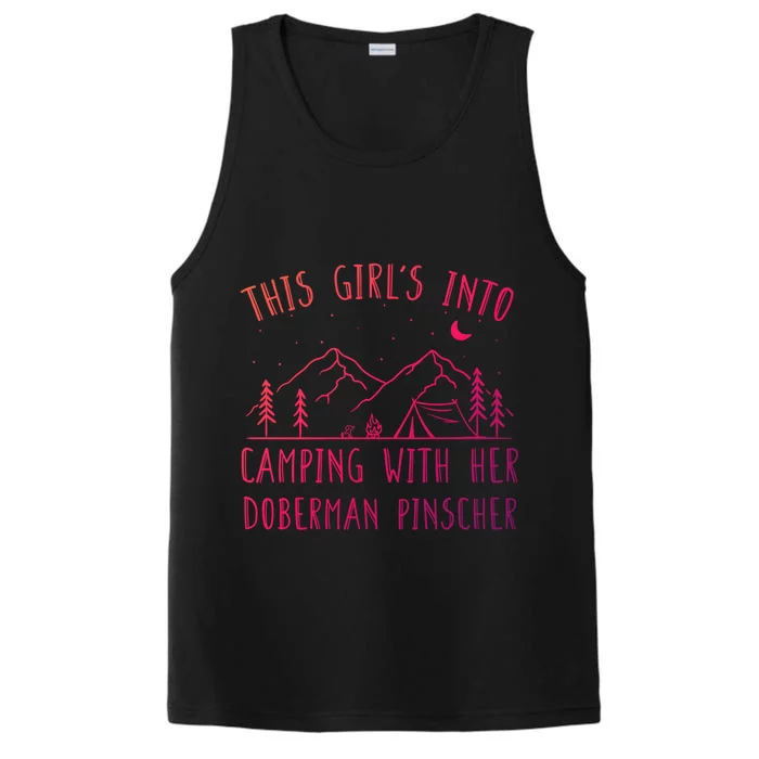 S Into Camping With Her Dober Pinscher Camper Gift Performance Tank