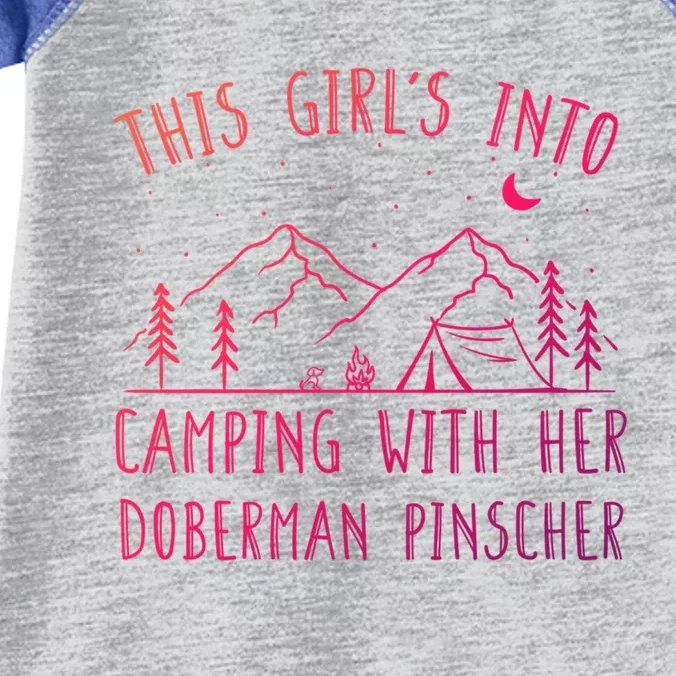 S Into Camping With Her Dober Pinscher Camper Gift Infant Baby Jersey Bodysuit