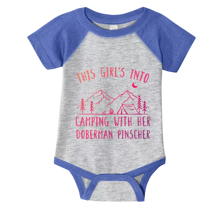 S Into Camping With Her Dober Pinscher Camper Gift Infant Baby Jersey Bodysuit