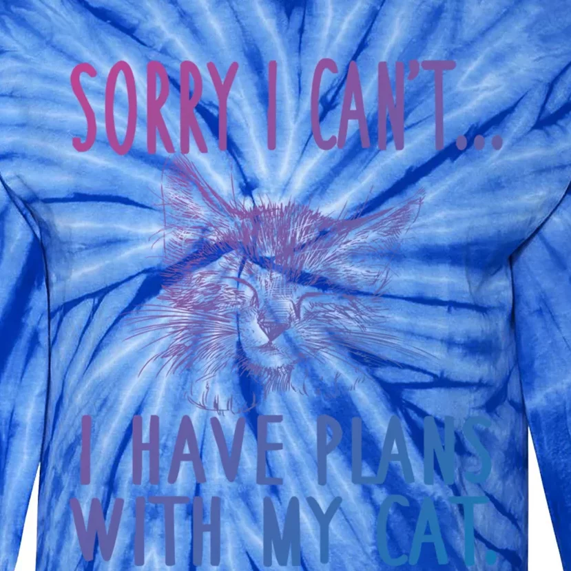 Sorry I CanT I Have Plans With My Cat Cute Cat Gift Tie-Dye Long Sleeve Shirt