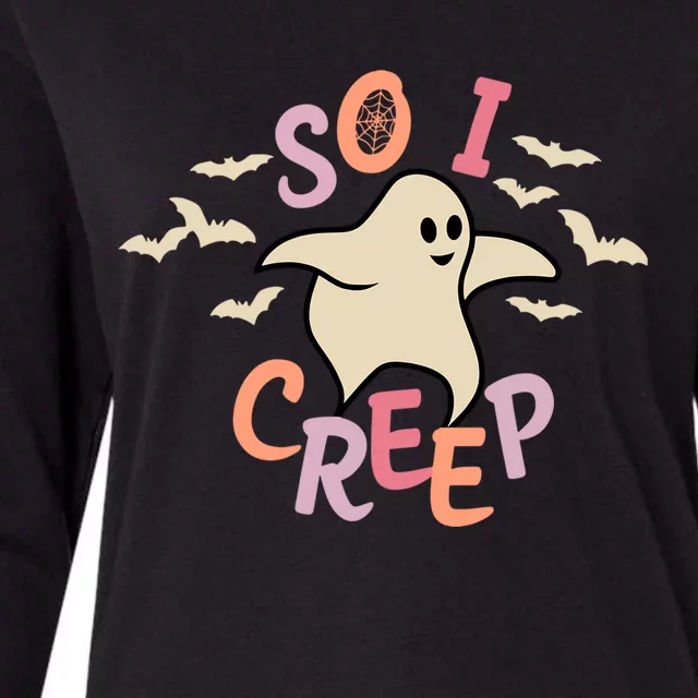 So I Creep Retro Halloween Spooky Vibes Trick Or Treat Ghost Gift Womens Cotton Relaxed Long Sleeve T-Shirt