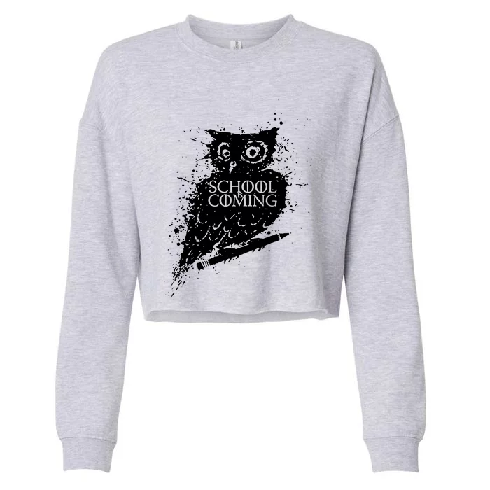 School Is Coming Owl Cropped Pullover Crew