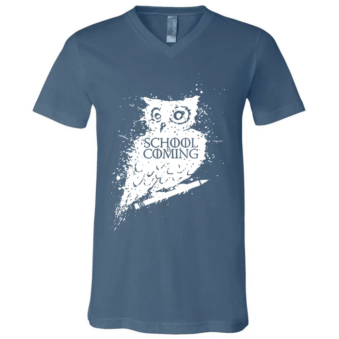 School Is Coming Owl V-Neck T-Shirt