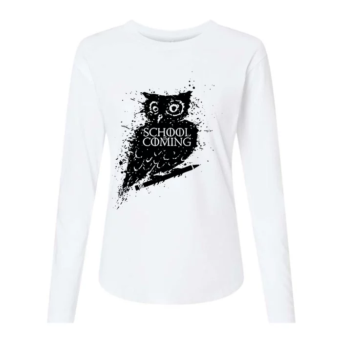 School Is Coming Owl Womens Cotton Relaxed Long Sleeve T-Shirt