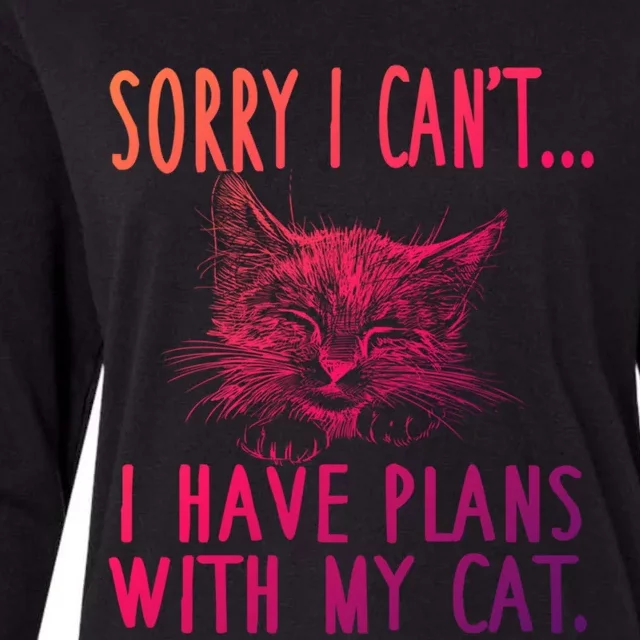 Sorry I CanT I Have Plans With My Cat Cute Cat Gift Womens Cotton Relaxed Long Sleeve T-Shirt