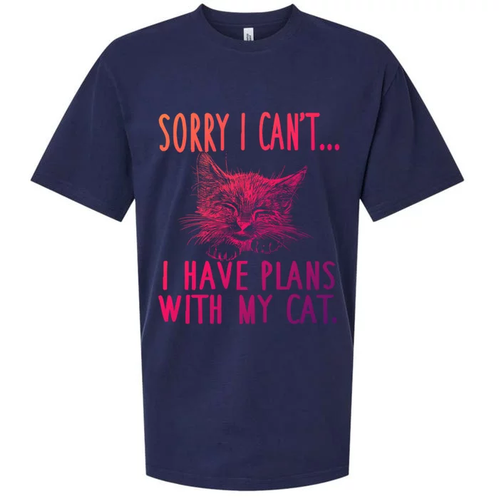 Sorry I CanT I Have Plans With My Cat Cute Cat Gift Sueded Cloud Jersey T-Shirt