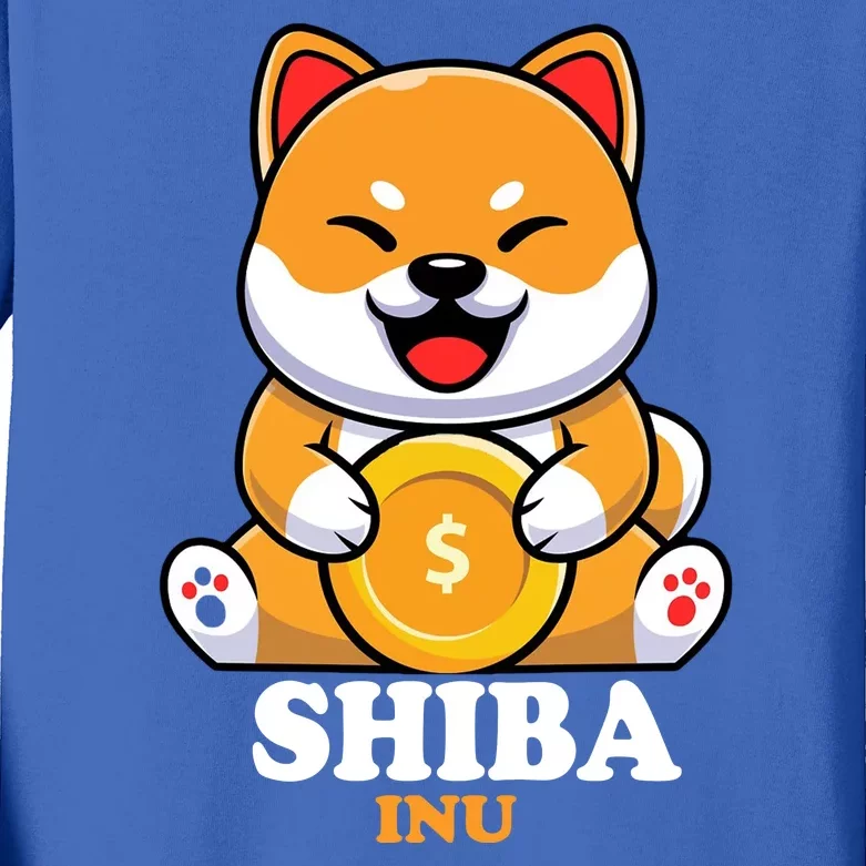 Shiba Inu Crypto Currency Cute Kids Long Sleeve Shirt