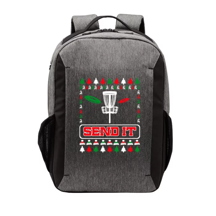 Send It Christmas Disc Golf Xmas Frisbee Golf Basket Chainz Funny Gift Vector Backpack