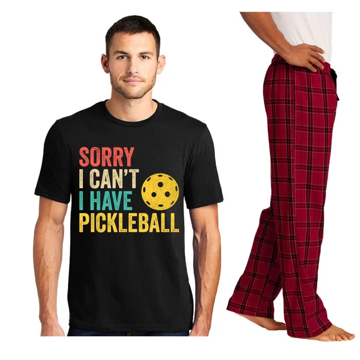 Sorry I CanT I Have Pickleball Funny Retro Gift Pajama Set