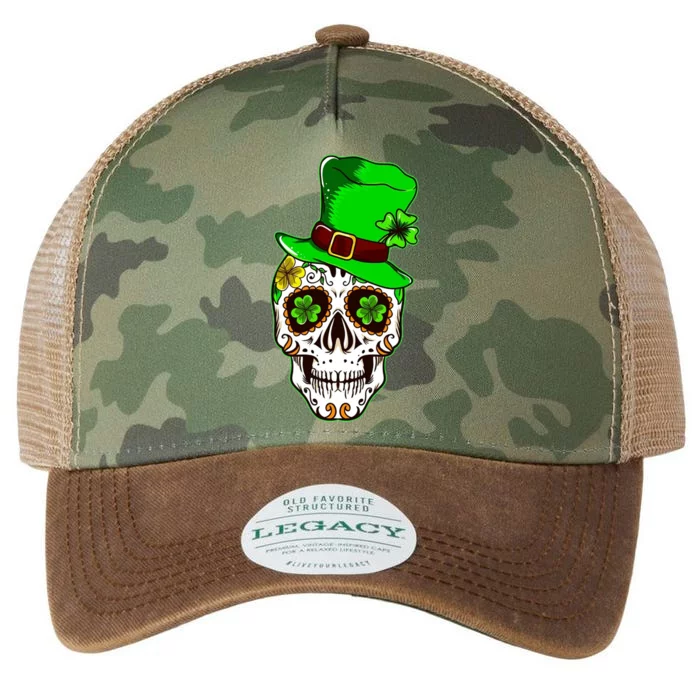 Sugar Irish Clover Skull St Patricks Day Legacy Tie Dye Trucker Hat