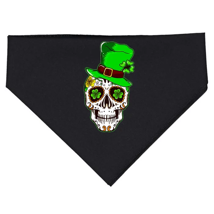 Sugar Irish Clover Skull St Patricks Day USA-Made Doggie Bandana