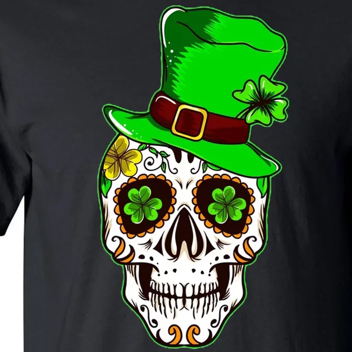 Sugar Irish Clover Skull St Patricks Day Tall T-Shirt