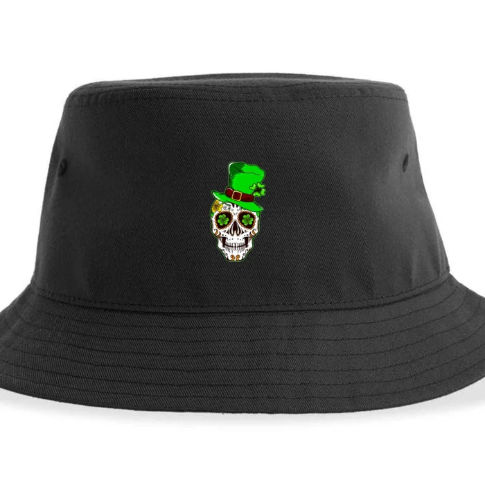 Sugar Irish Clover Skull St Patricks Day Sustainable Bucket Hat