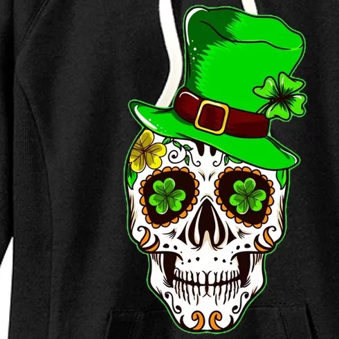 Sugar Irish Clover Skull St Patricks Day Women's Fleece Hoodie