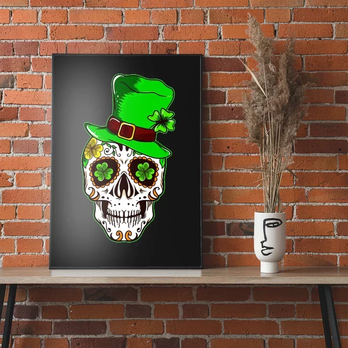 Sugar Irish Clover Skull St Patricks Day Poster