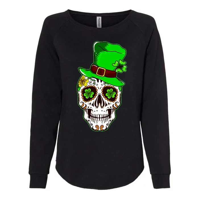 Sugar Irish Clover Skull St Patricks Day Womens California Wash Sweatshirt