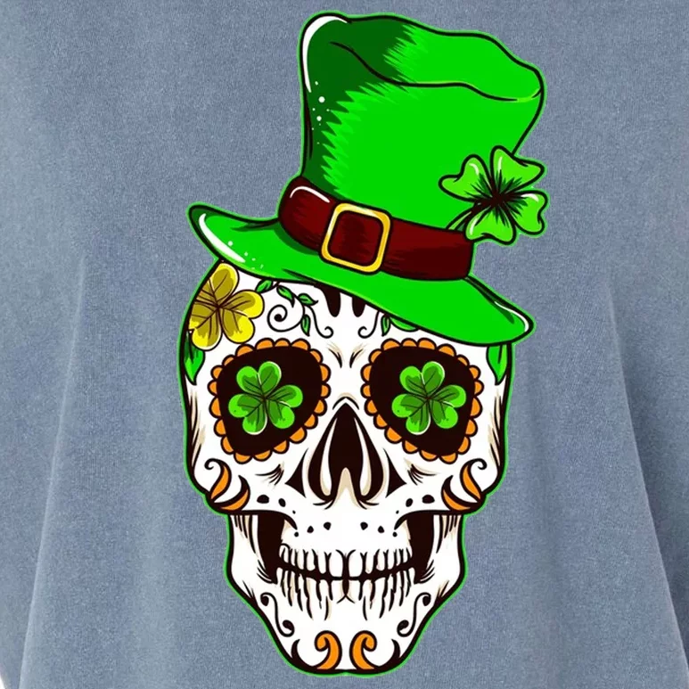 Sugar Irish Clover Skull St Patricks Day Garment-Dyed Women's Muscle Tee