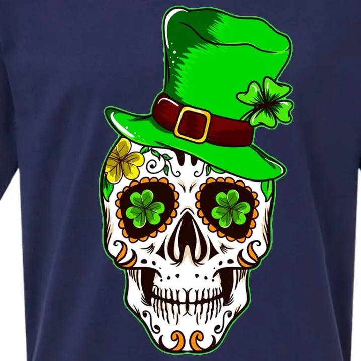 Sugar Irish Clover Skull St Patricks Day Sueded Cloud Jersey T-Shirt