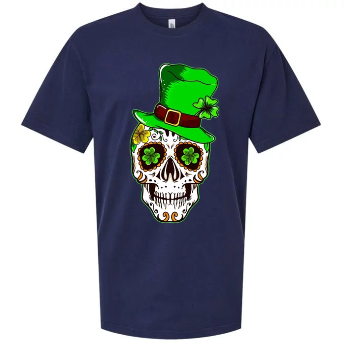 Sugar Irish Clover Skull St Patricks Day Sueded Cloud Jersey T-Shirt