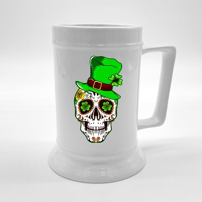 Sugar Irish Clover Skull St Patricks Day Front & Back Beer Stein