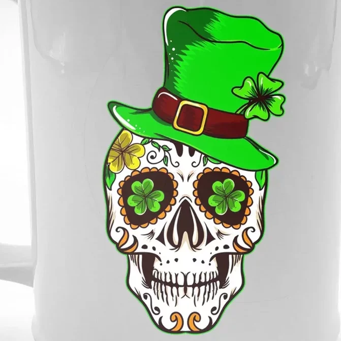 Sugar Irish Clover Skull St Patricks Day Front & Back Beer Stein