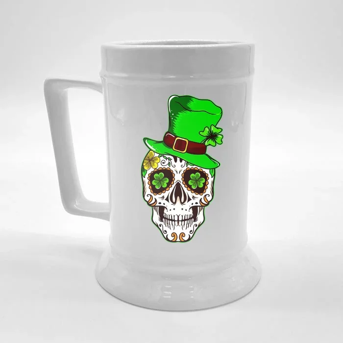 Sugar Irish Clover Skull St Patricks Day Front & Back Beer Stein