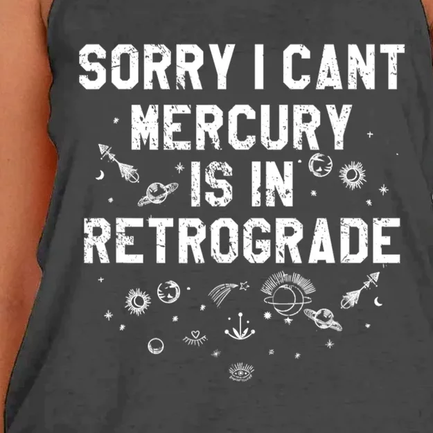 Sorry I CanT Mercury Is In Retrograde Funny Astrology Women's Knotted Racerback Tank